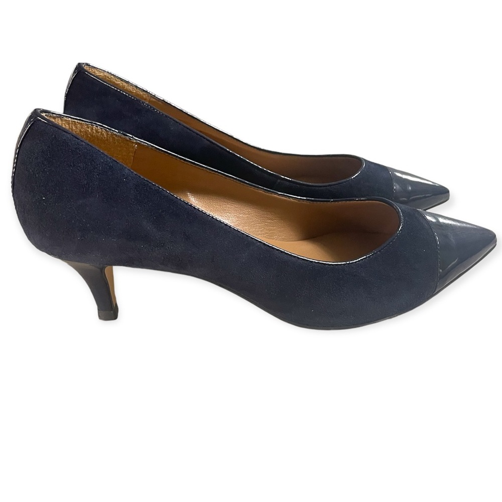 Talbots blue suede and patent leather low heel shoes - Picture 3 of 6